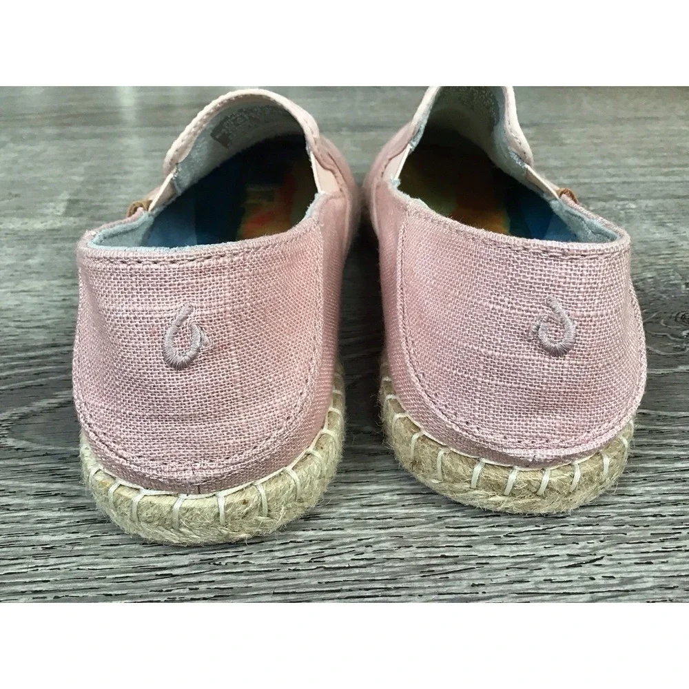 Olukai Kaula Pa'a Kapa Women's Size 7 Slip On Espadrille Flats Shoes Pink Casual